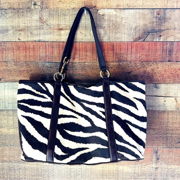 Micheal Kors Animal Print Canvas/Leather Tote Bag - Picture 3 of 11